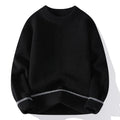 Men's loose fit round neck long sleeve pullover sweater in grey on a hanger