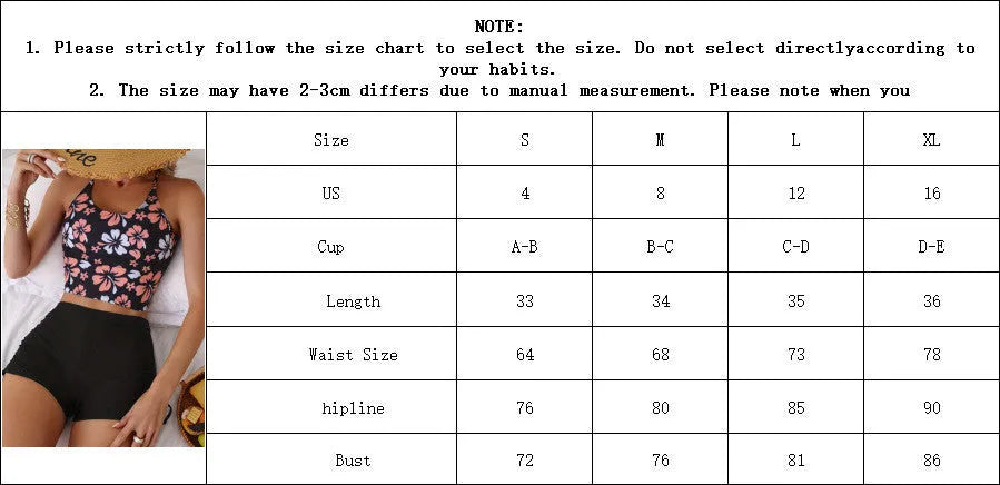 Women's nylon high waist floral backless bikini set in colour FP45BK, sizes S to XL