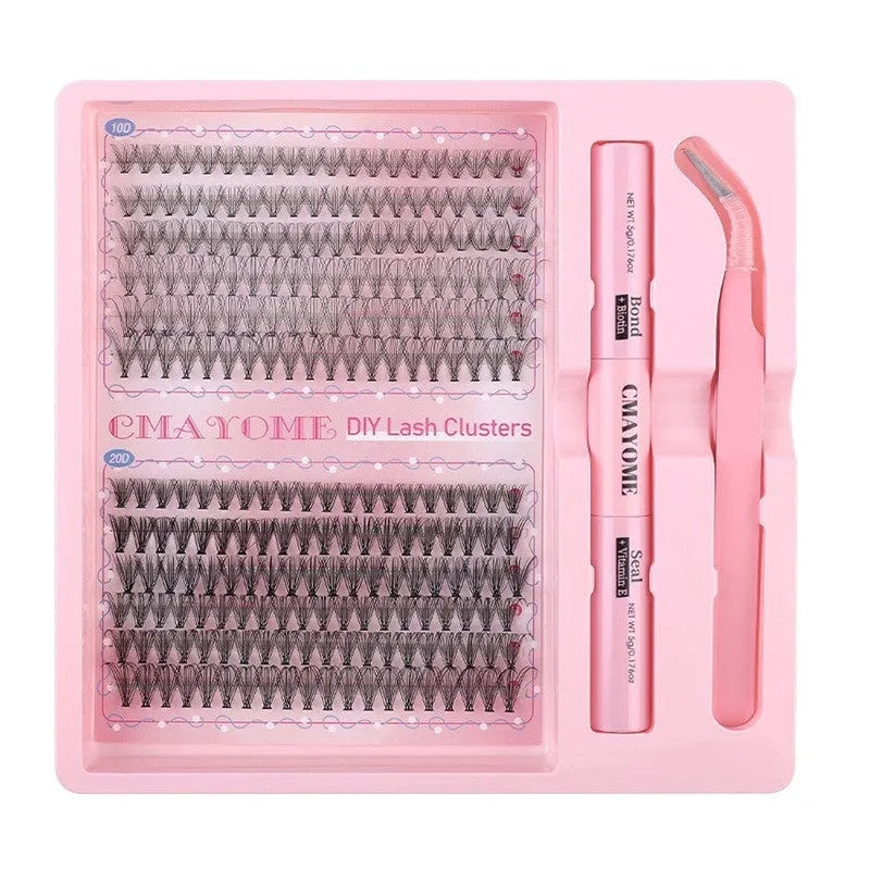 DIY individual cluster false eyelashes showing artificial fibre construction and mixed split design