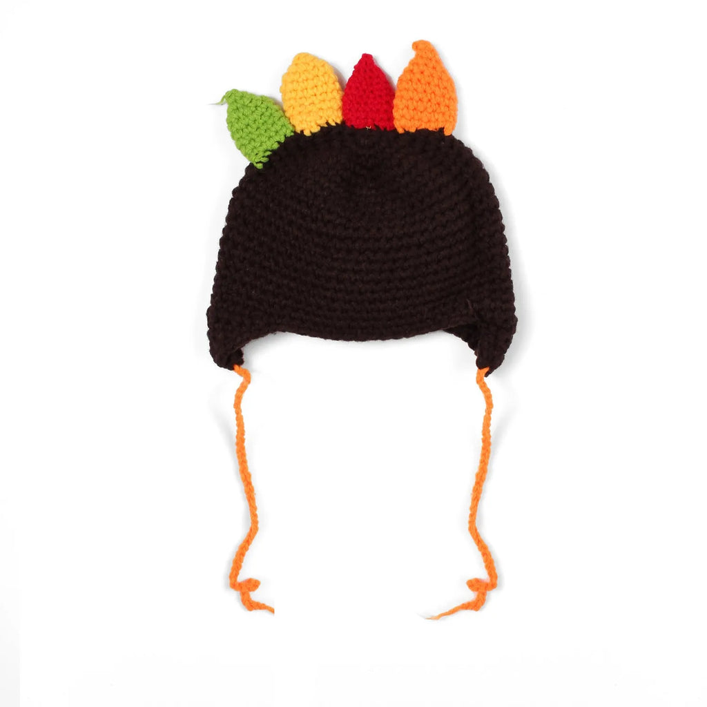 Hand-woven turkey long hat in baby cashmere, Beige and Coffee, small 35-37cm and large 43-45cm Thanksgiving accessory
