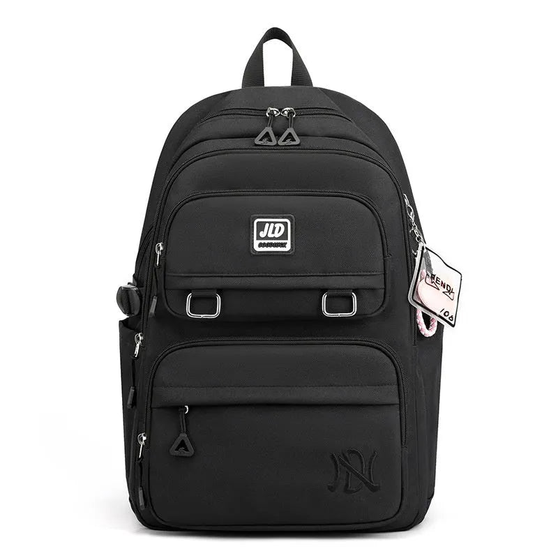 Girls large capacity school backpack in nylon with physiological curve backplane