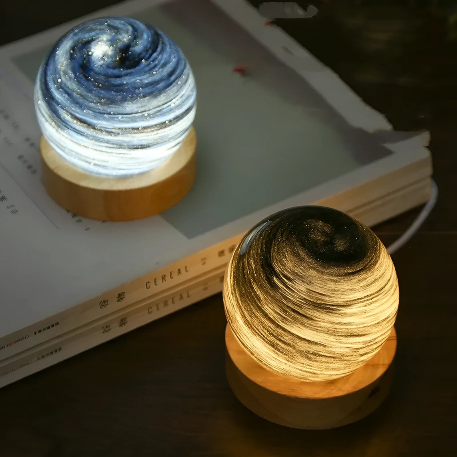 Modern planet-shaped USB night light with soft glow and dimming control