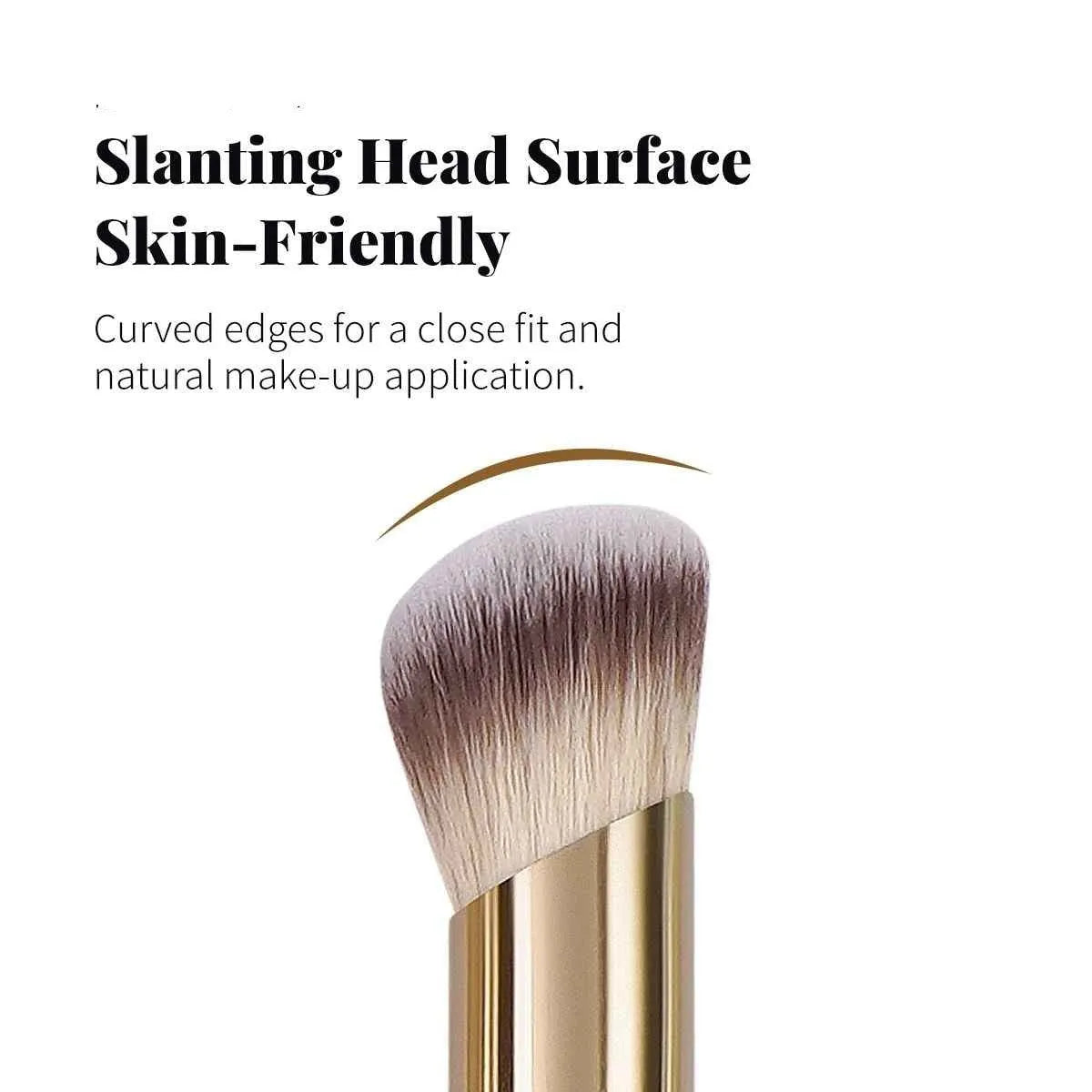 Five angled apricot makeup brushes for blush and contour application