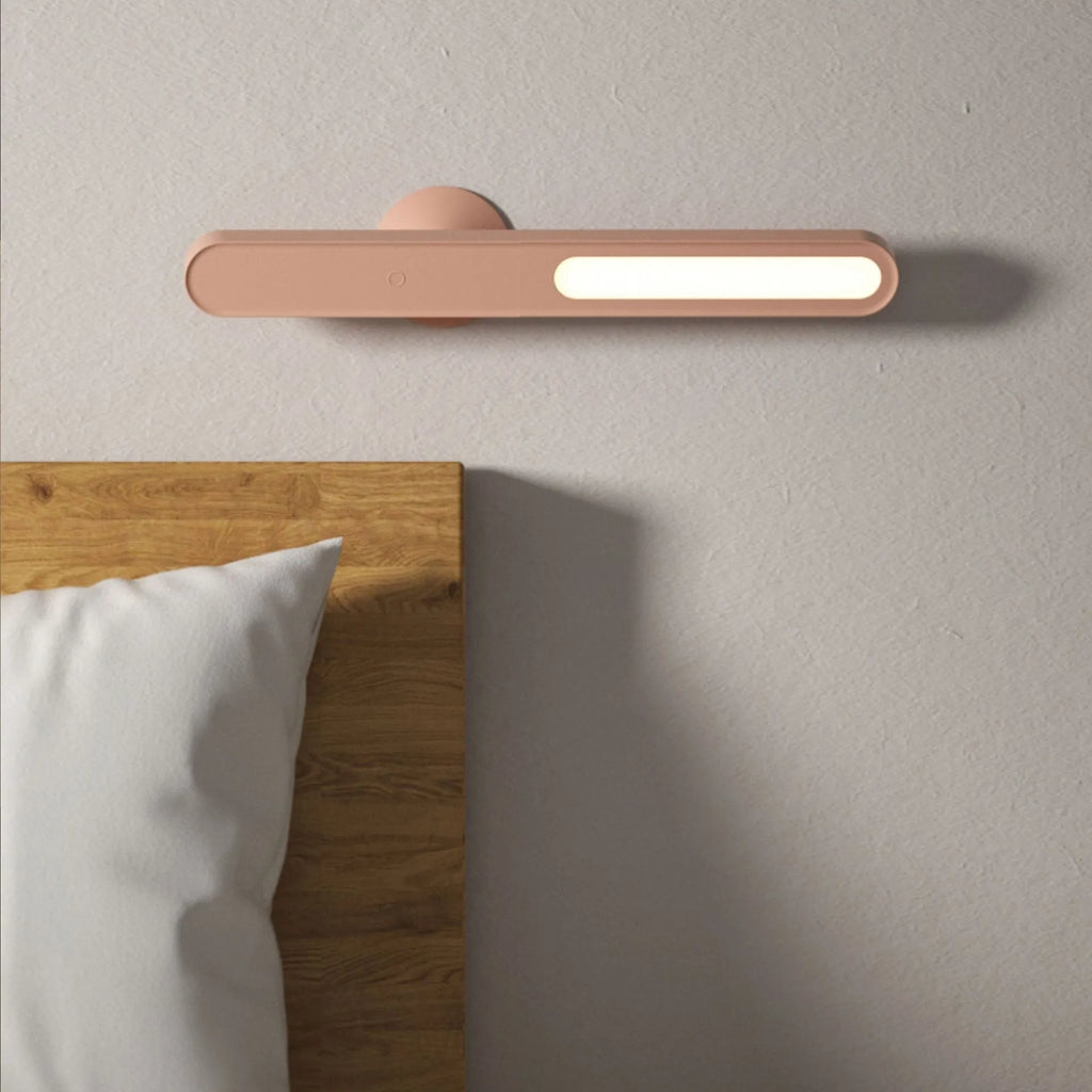 Geometric magnetic table lamp with PC shade in khaki or white featuring touch control and USB power for wall or desk use