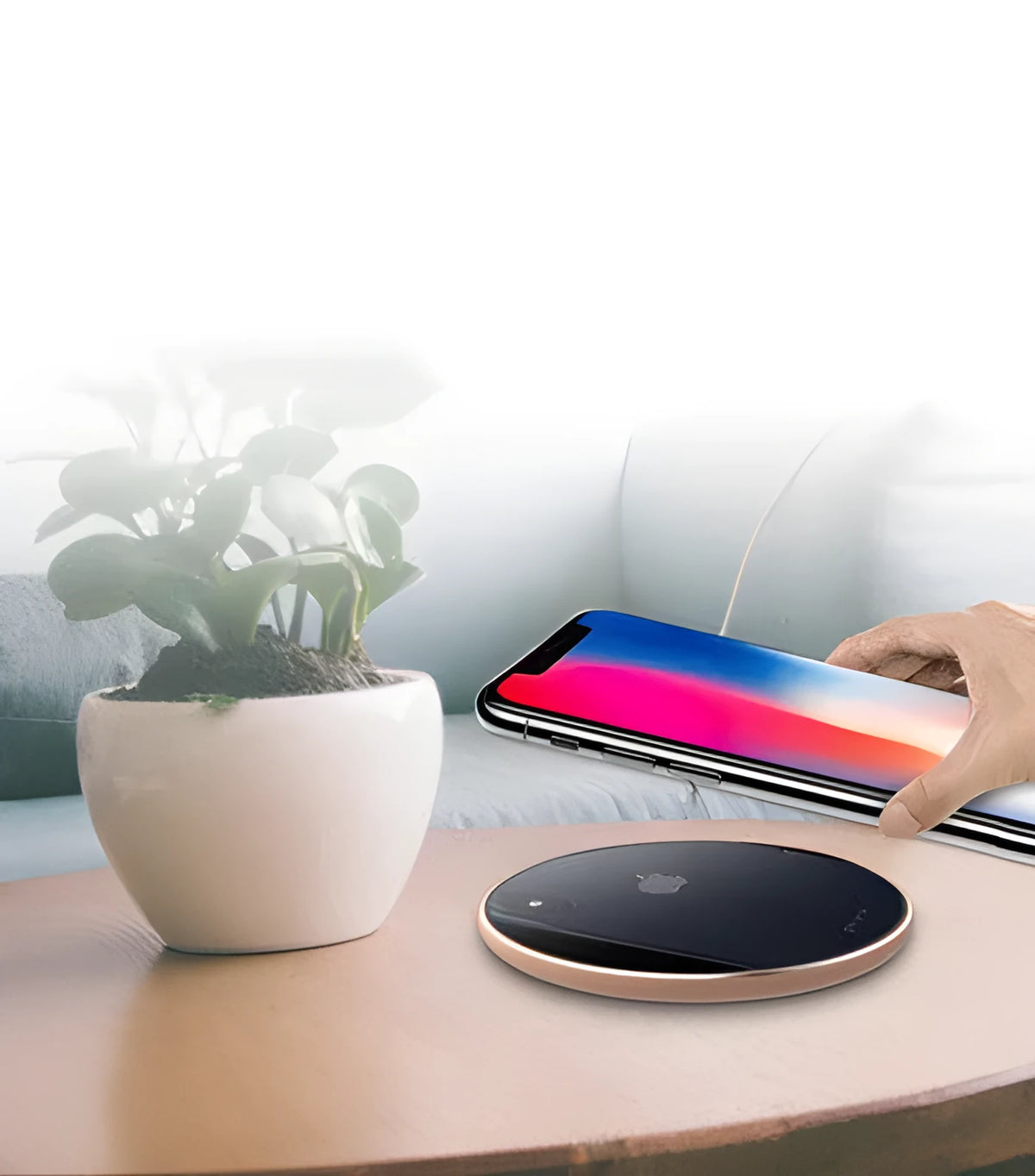 Aluminium alloy ultra-thin wireless phone charger in metallic finish with LED indicator light