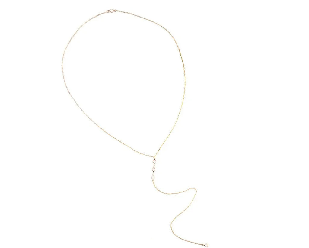 Crystal geometric pendant necklace with artificial crystal on snake bone chain, pearl gold colour, adjustable 21-50cm