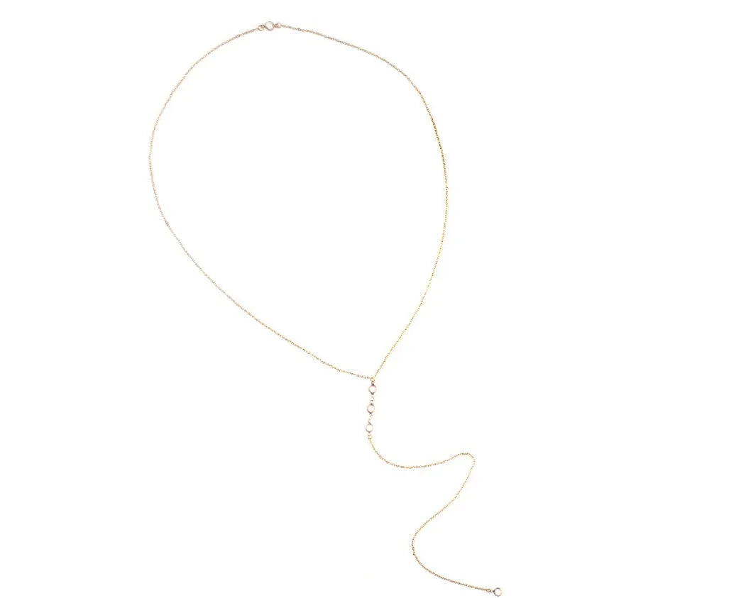 Crystal geometric pendant necklace with artificial crystal on snake bone chain, pearl gold colour, adjustable 21-50cm