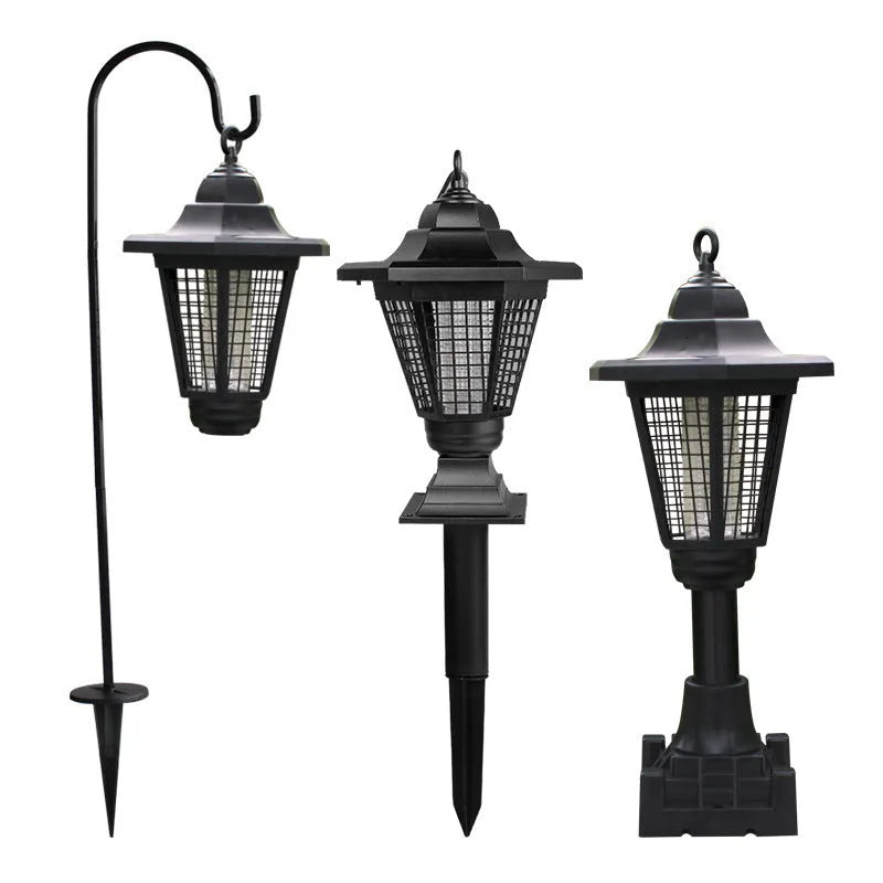 Garden solar mosquito killer lamp with LED light, IP55 waterproof, and manual switch in plugin style