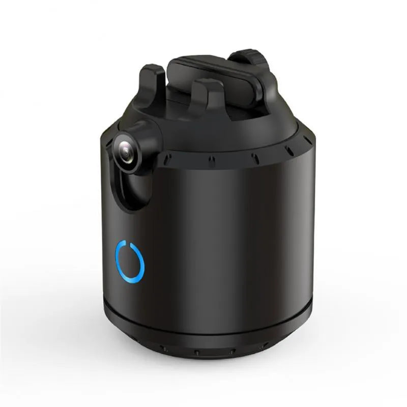 Intelligent dual axis camera in black with 360° horizontal rotation and smooth panning