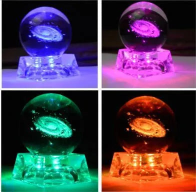 Galaxy Crystal Ball K9 crystal sphere in 60mm, 80mm or 100mm with luminous LED or solar LED base option