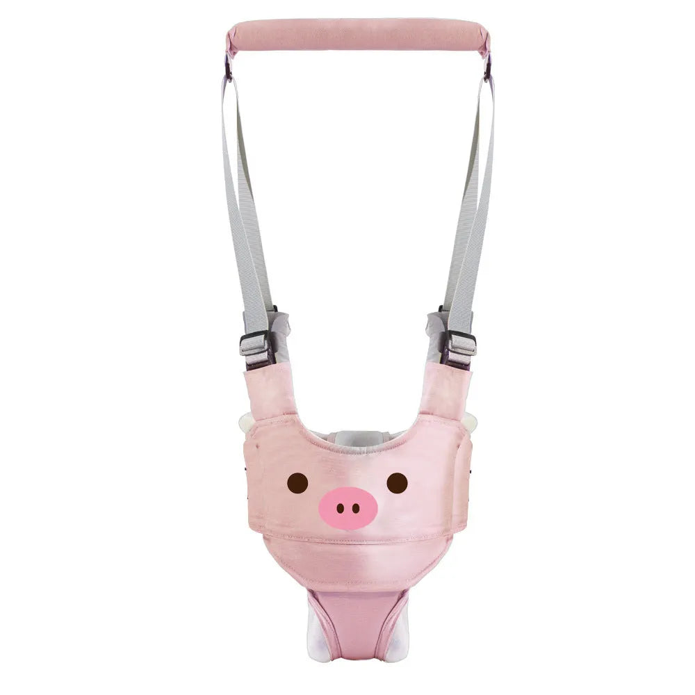 Baby walking harness belt in blue vest style showing adjustable straps for toddler walking support