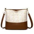 Retro soft PU messenger bag in brown with sewing thread detail and horizontal square shape