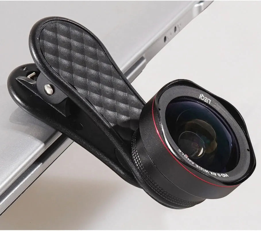 Black silver and rose gold 0.6X wide-angle and 15X macro mobile phone lens kit with clip and storage box