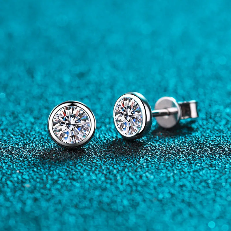 925 silver Pt950 gold plated women's earrings with geometric shapes and moissanite or zircon stone options