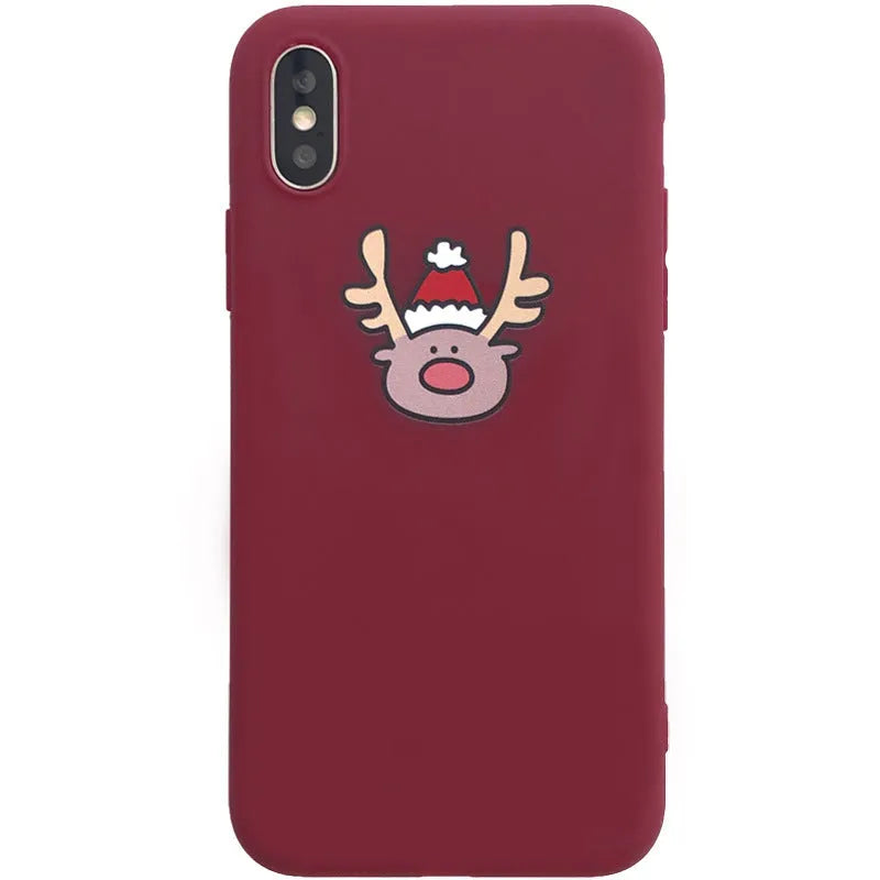 Christmas frosted TPU phone case with elk design for iPhone