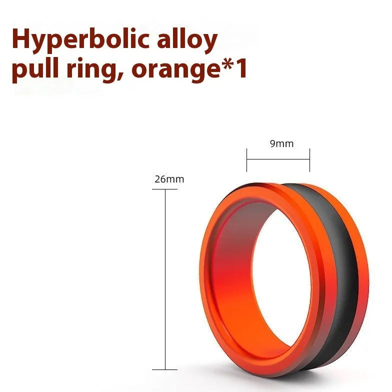 Orange and silver alloy fishing hand guard pull loop tool with non-slip grip design