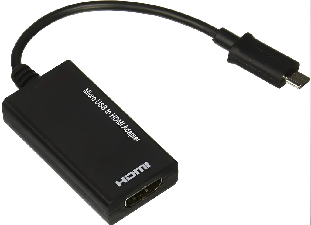 Black DisplayPort to HDMI adapter cable with 12cm length and micro USB connector