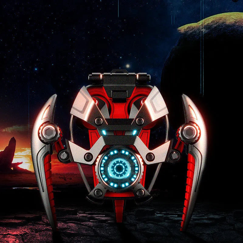 Mecha Wind true wireless Bluetooth headset in orange or red with zinc alloy half in-ear earbuds and 300mAh charging compartment.