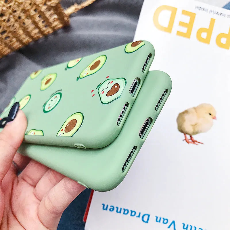 Avocado cartoon design TPU phone case for Apple iPhone models
