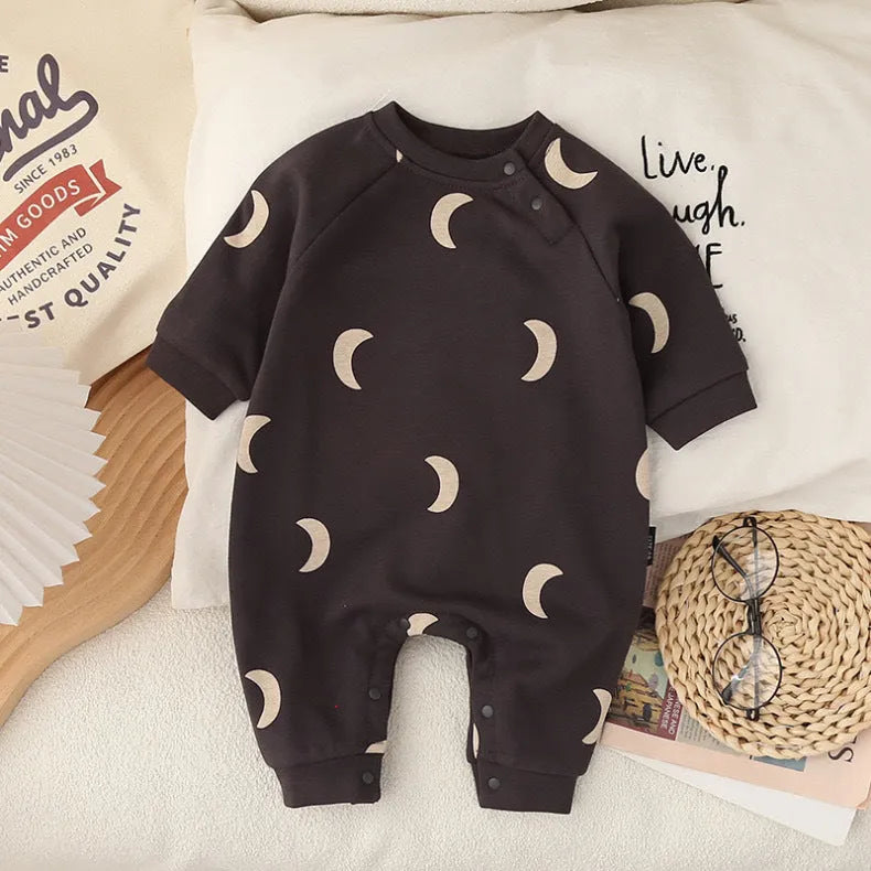 Baby jumpsuit Korean hipster long sleeve cotton neutral design dark gray apricot spring autumn outwear