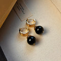 Geometric tigereye earrings for women with gold plating in black and brown colours