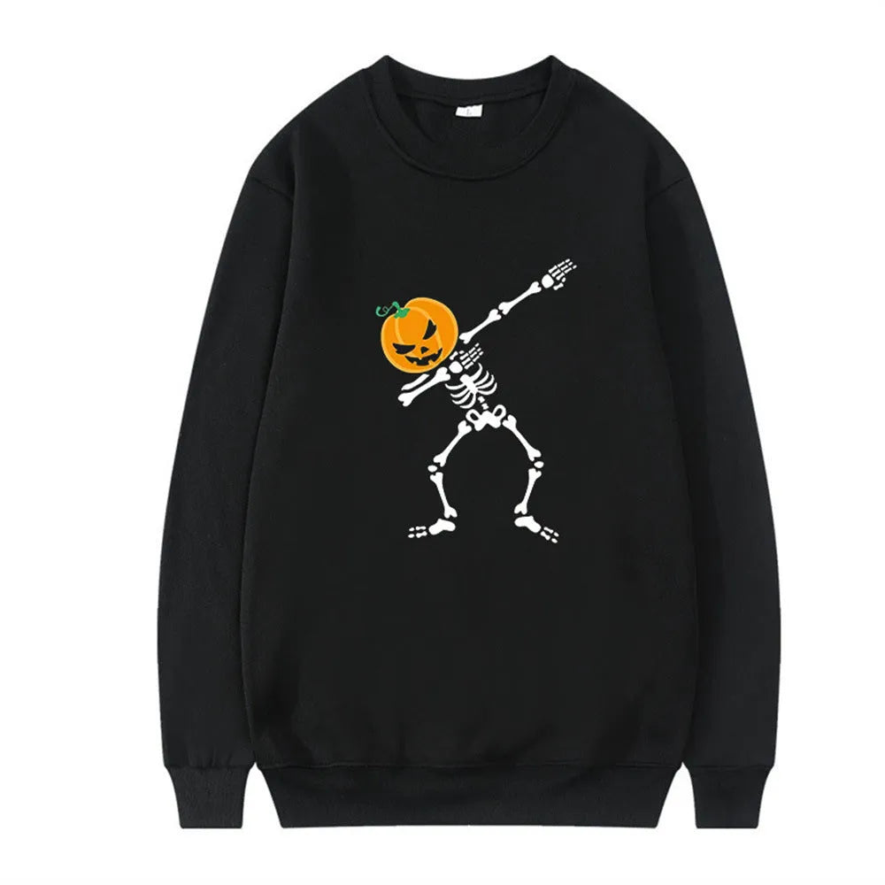Women's printed crew neck long sleeve top in polyester cotton fabric for autumn winter sports leisure wear