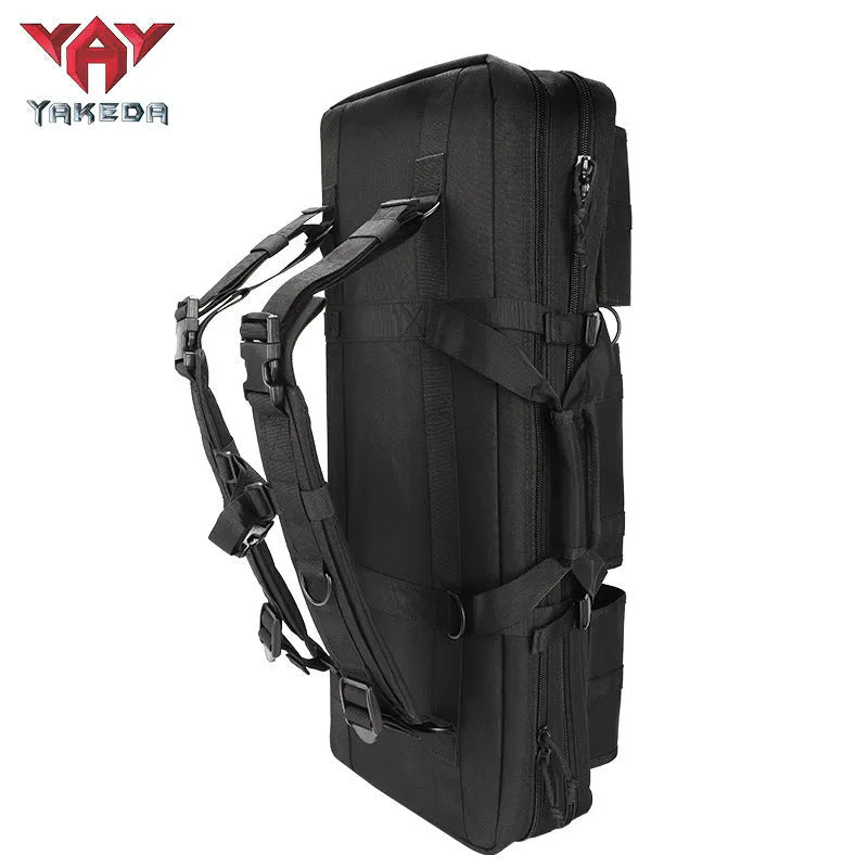 Multi-functional 28-inch polyester tactical fishing bag in black CP camouflage