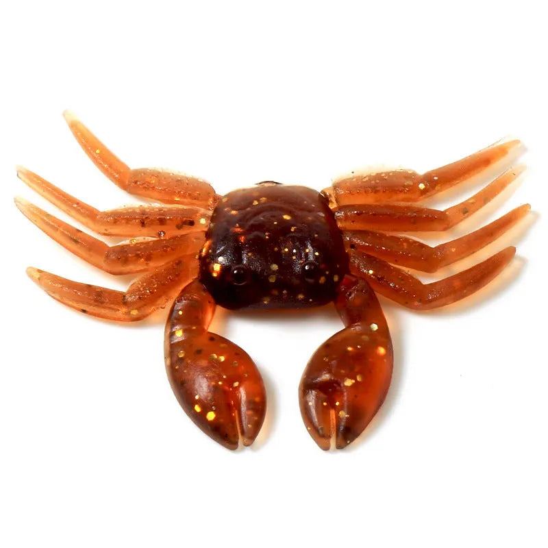 8cm PVC artificial crab fishing lure in red and brown colour variations