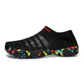 Men's camouflage pattern water shoes with Flyknit upper and rubber sole on a white background.