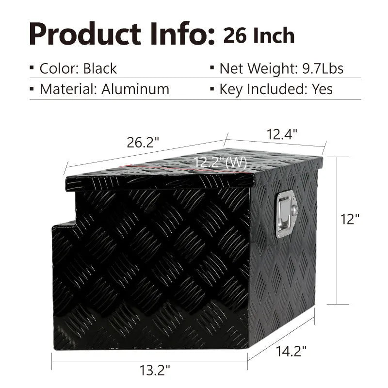 Black 26-inch aluminium alloy tool case with carrying handle