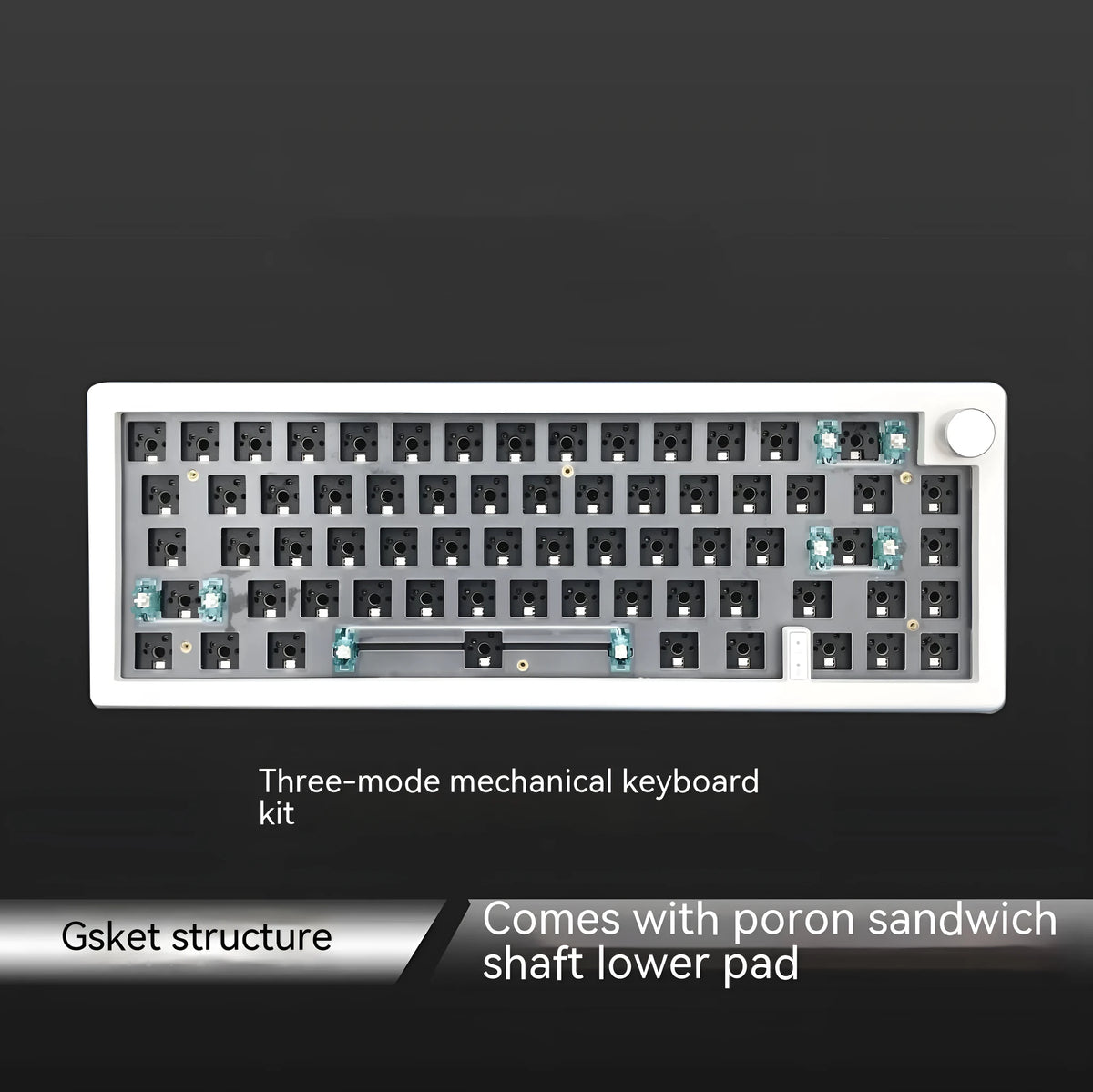 DIY mechanical keyboard kit with hot-swap PCB and RGB lighting in a choice of seven coloured ABS cases
