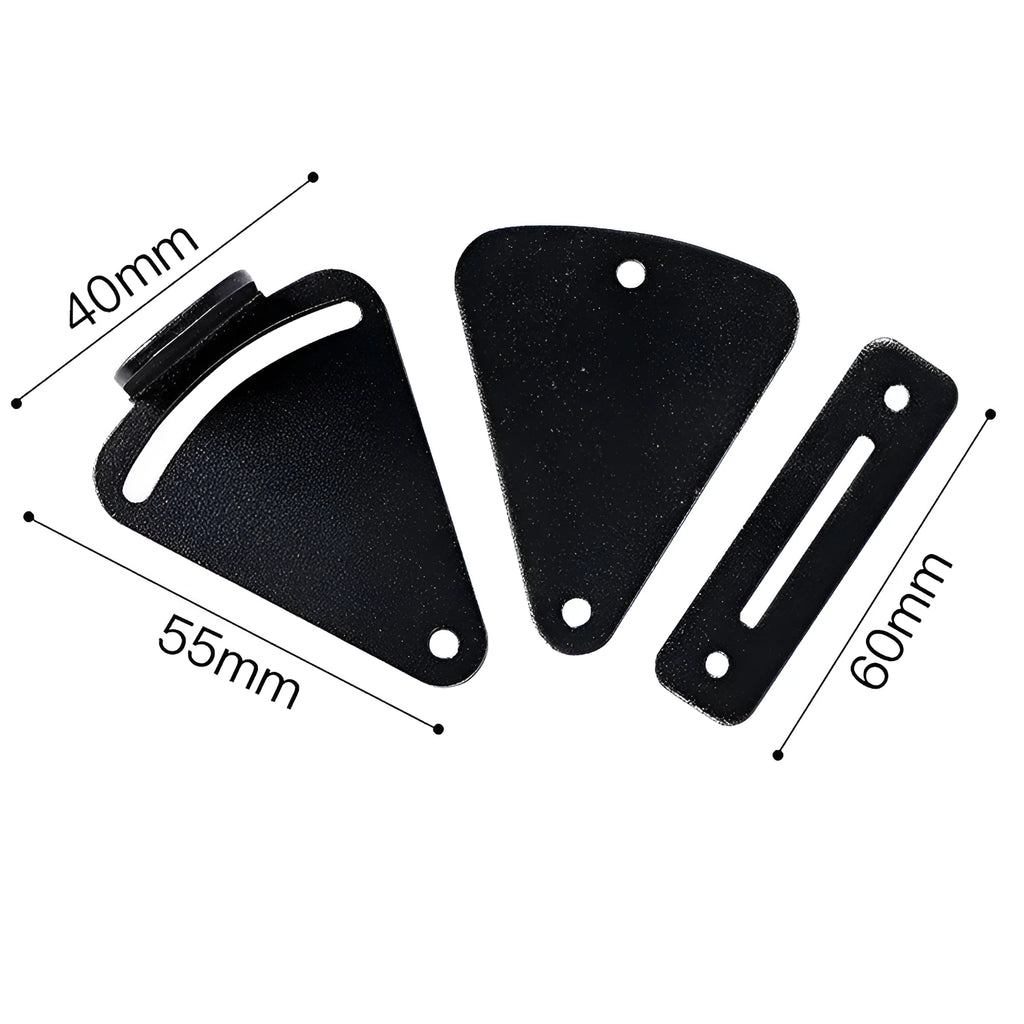 Black stainless steel sliding barn door lock shown in S and M sizes.