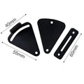 Black stainless steel sliding barn door lock shown in S and M sizes.