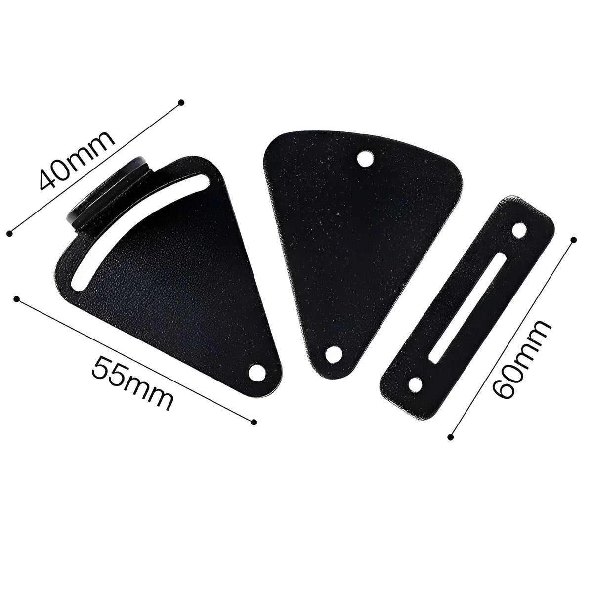 Black stainless steel sliding barn door lock shown in S and M sizes.