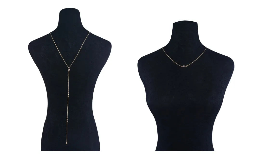 Crystal geometric pendant necklace with artificial crystal on snake bone chain, pearl gold colour, adjustable 21-50cm