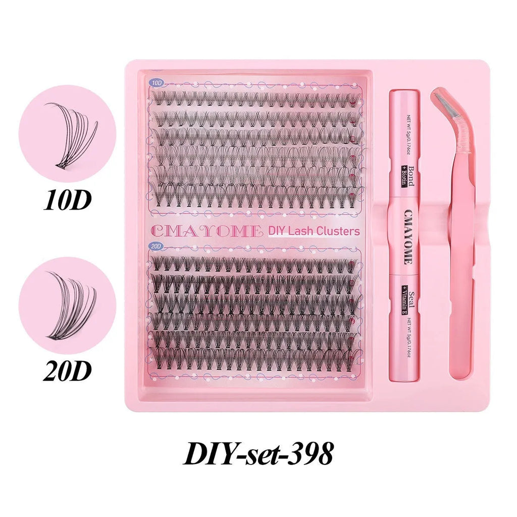 DIY individual cluster false eyelashes showing artificial fibre construction and mixed split design
