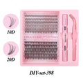 DIY individual cluster false eyelashes showing artificial fibre construction and mixed split design