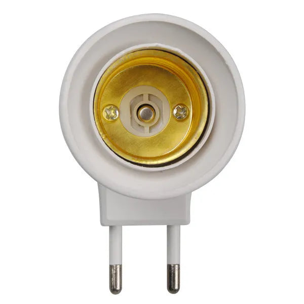 White bakelite E27 wall light socket with a built-in toggle switch on the front.