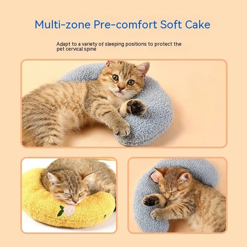 Cotton moon pillow for small dogs and cats in light yellow, white and blue colours
