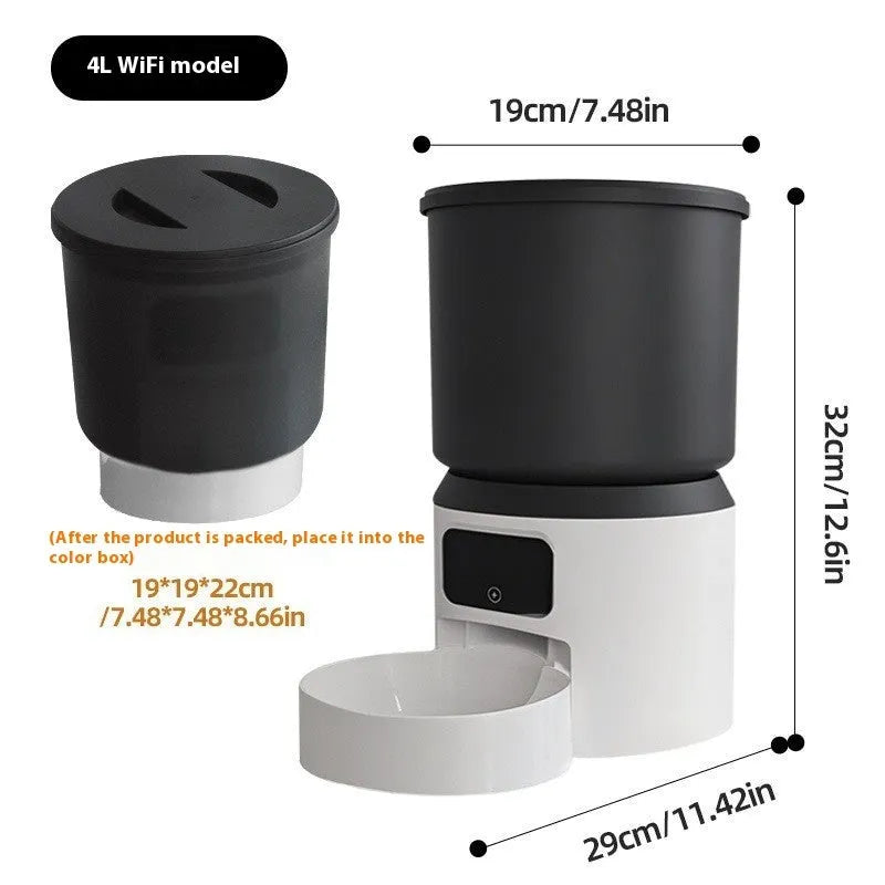 4L smart pet feeder with camera and stainless steel bowl