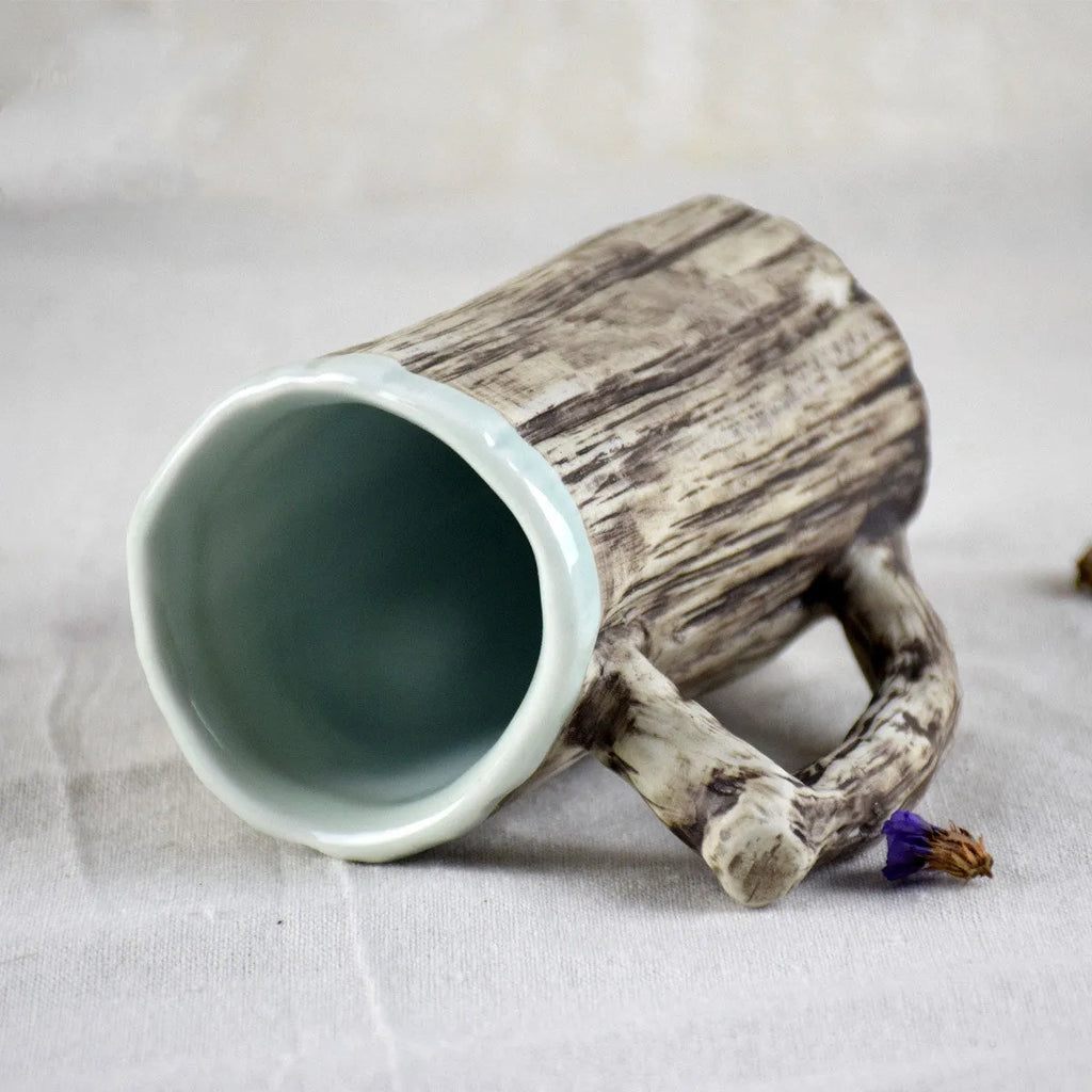 300ml porcelain hot bark mug with irregular shape and creative single-layer ceramic design