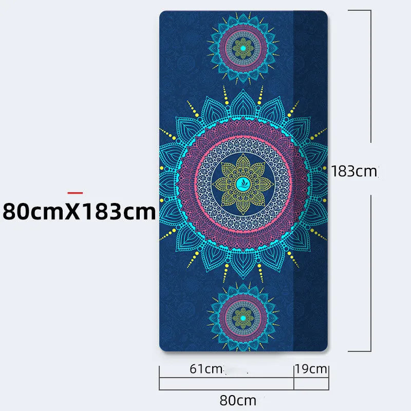 Non-slip yoga mat with TPE suede surface and geometric pattern, 183x80cm, 6mm thick