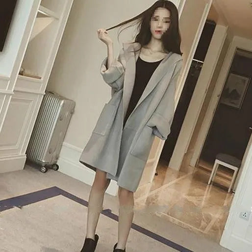 Plus size women's thin cotton coat with lace trim on sleeves in black, grey or pink colours