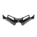 Black ABS motorcycle front toolbox dust cover measuring 40x18x3cm with spoiler design