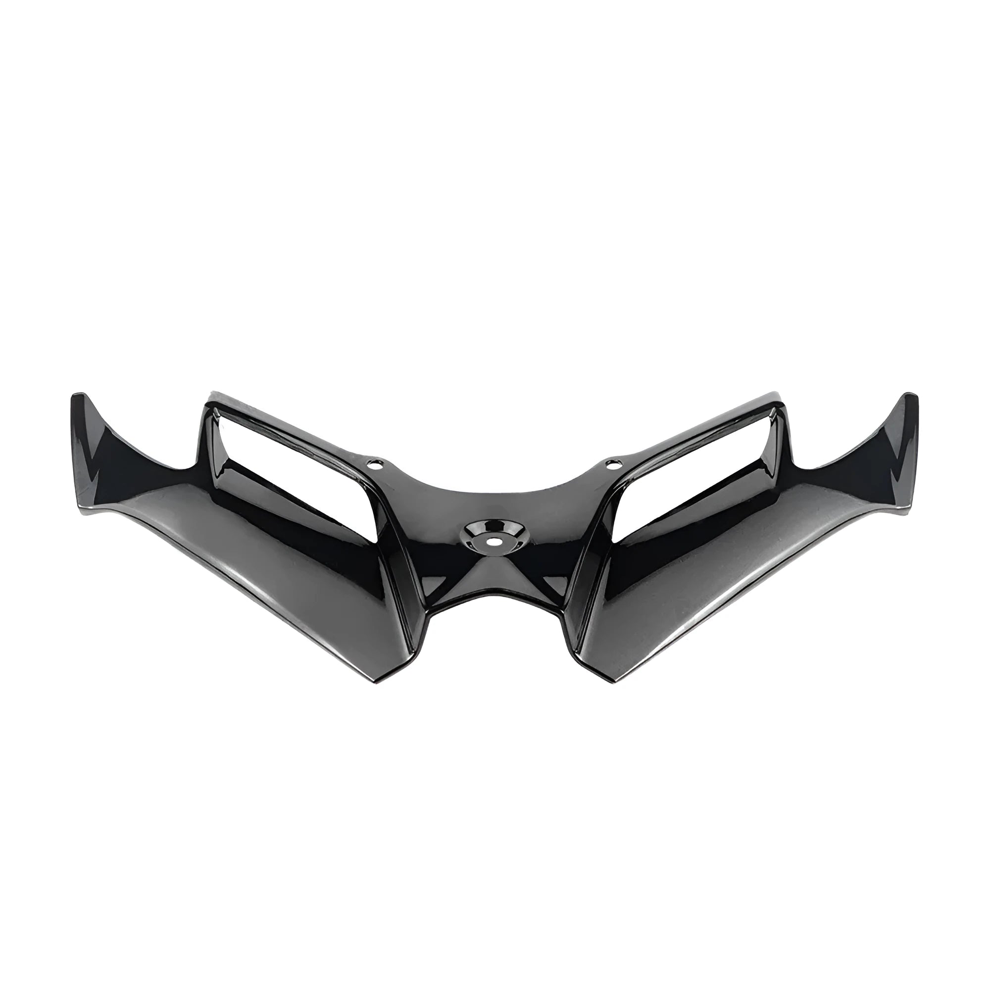 Black ABS motorcycle front toolbox dust cover measuring 40x18x3cm with spoiler design