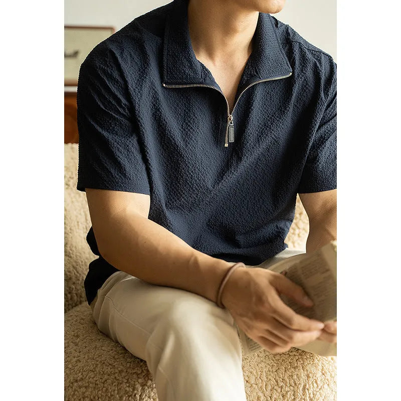 Men's cedar green loose-fit short sleeve t-shirt made from quick-dry ice silk cool fabric for summer.