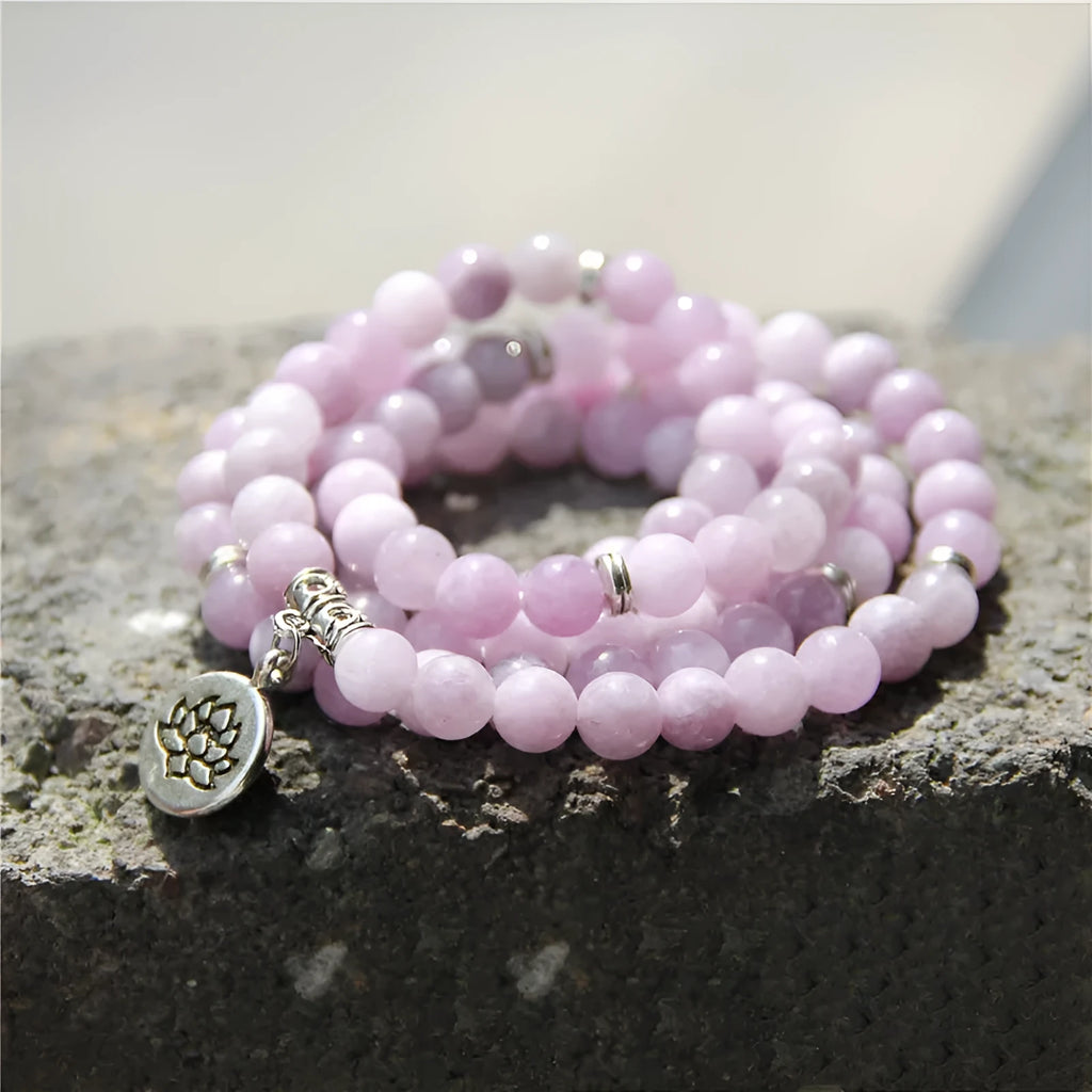 Natural stone angel echeveria pendant necklace with matching bracelet, geometric lotus design women's jewellery set
