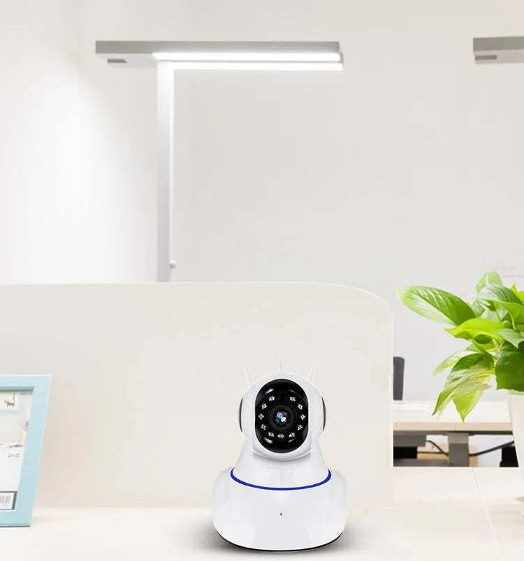 White wireless dome security camera with 2MP HD night vision for indoor and outdoor use