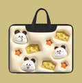 PU leather inflatable laptop bag with shoulder strap in Cat Beige colour, shown next to a laptop.