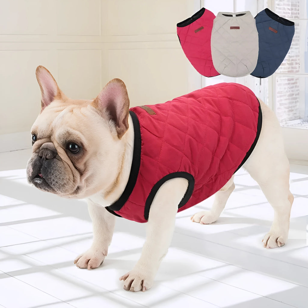 Cotton sleeveless dog vest in Apricot, Blue or Red, sizes XS to XXL with 20-45cm back length